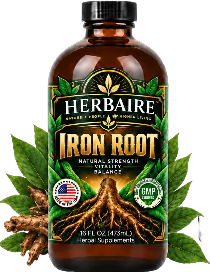 HERBAIRE Iron Root herbal tonic, 16 fl oz bottle